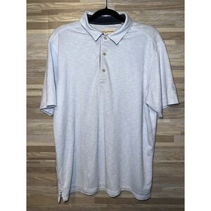 Tommy Bahama Polo Shirt Mens Medium Blue Marlin Logo Casual Beach Lounge Camp #L